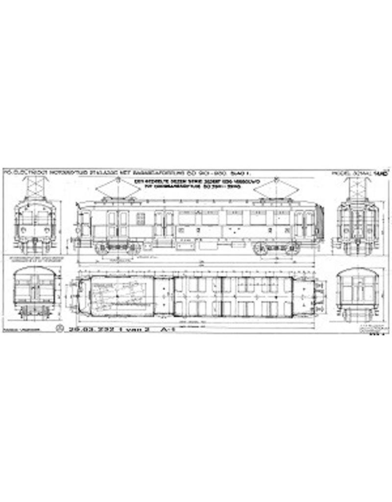 MBT EL. Elektrotriebwagen 2. Klasse mit Gepäckabteil BD 9101-9130 für Spur 0 - Bauzeichnung Maßstab 1 : 40 (29.03.232)