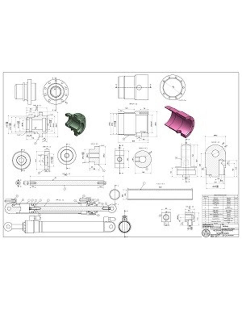 MBT Hydraulischer Hubzylinder für Löffelbagger - Konstruktionszeichnung Maßstab 1 : XX (40.05.001)