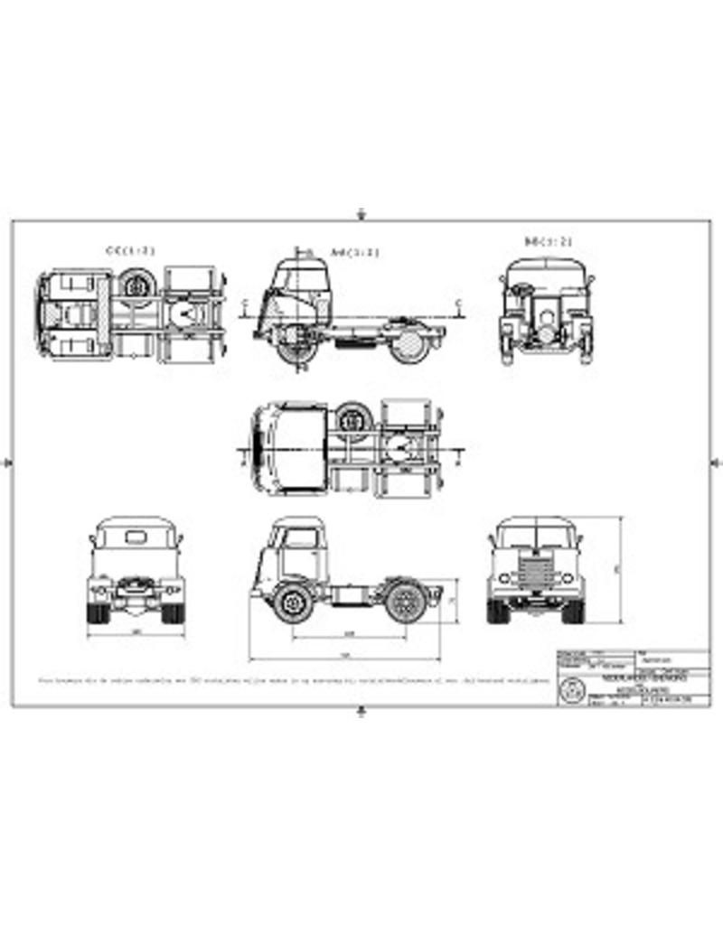 MBT DAF T1500 trekker - Bouwtekening Schaal 1 : 14.5 (40.04.035)