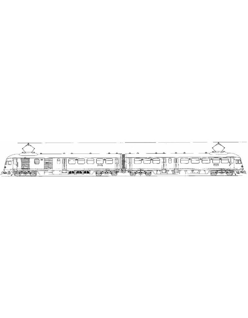 MBT El. 2-wagentrein type 1943, Serie 301-315 voor Spoor 0 - Bouwtekening Schaal 1 : 40 (29.03.062)