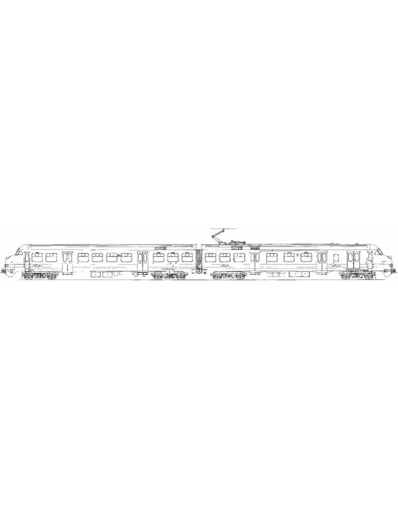 MBT El. 2-Wagen-Zug Typ 1964, Serie 401-438 für Spur 0 - Bauzeichnung Maßstab 1 : 40 (29.03.065)