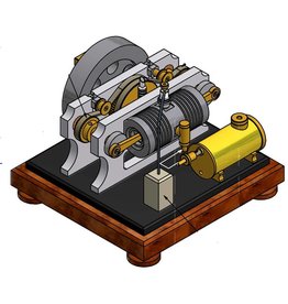 MBT 1-Zylinder Duo-4-Takt-Motor mit gegenläufigen Kolben, Metallzylinder und Drehschieber - Bauzeichnung Maßstab 1 : XX (60.10.023)