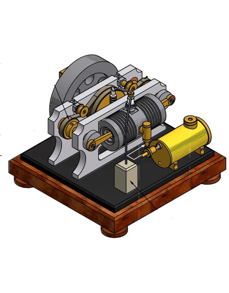 MBT 1-Cilinder duo 4-takt motor met tegengestelde zuigers, metalen cilinder en roterende klep - Bouwtekening Schaal 1 : XX (60.10.023)
