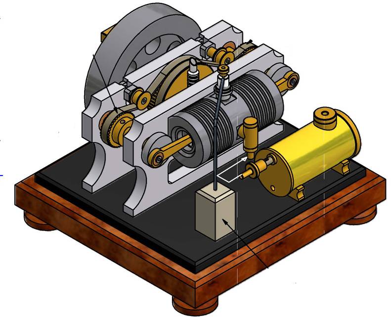 60.10.023 1-Cilinder duo 4-takt met tegengestelde metalen cilinder en roterende klep - Modelbouwtekeningen.nl