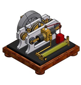 MBT 1-Zylinder 4-Takt-Motor mit Glaszylinder und zwei gegenüberliegenden Kolben - Bauzeichnung Maßstab 1 : XX (60.10.024)
