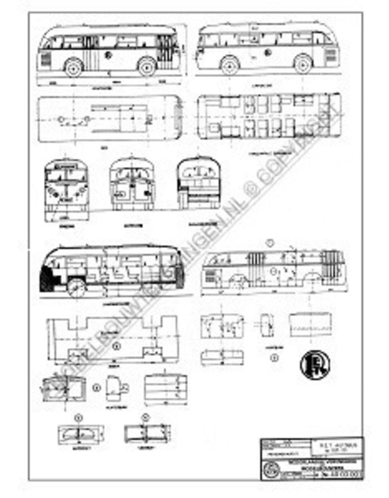 MBT Autobus RET 107-111 (1947) - Bouwtekening Schaal 1 : 45 (40.03.001)