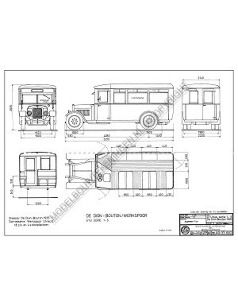 MBT De Dion-Bouton/Werkspoor Omnibus GTU (ca. 1925) - Bauzeichnung Maßstab 1 : 25 (40.03.002)