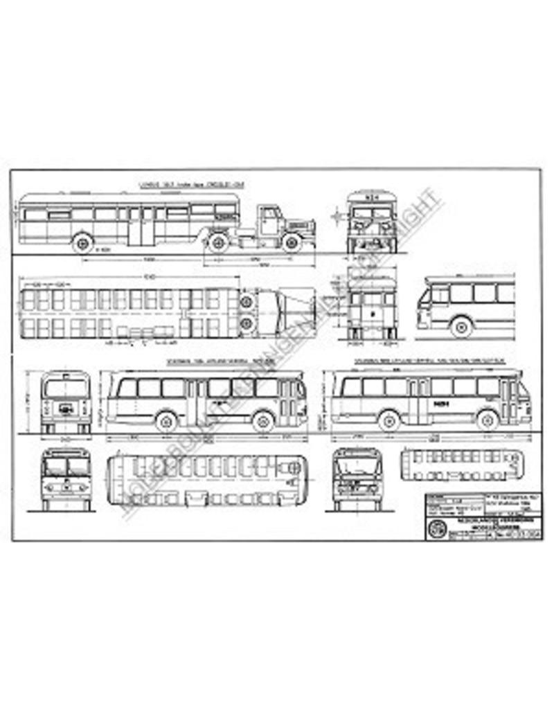 MBT NS opleggersbus (1947)/NZH stadsbus 64-65 - Bouwtekening Schaal 1 : 45 (40.03.004)