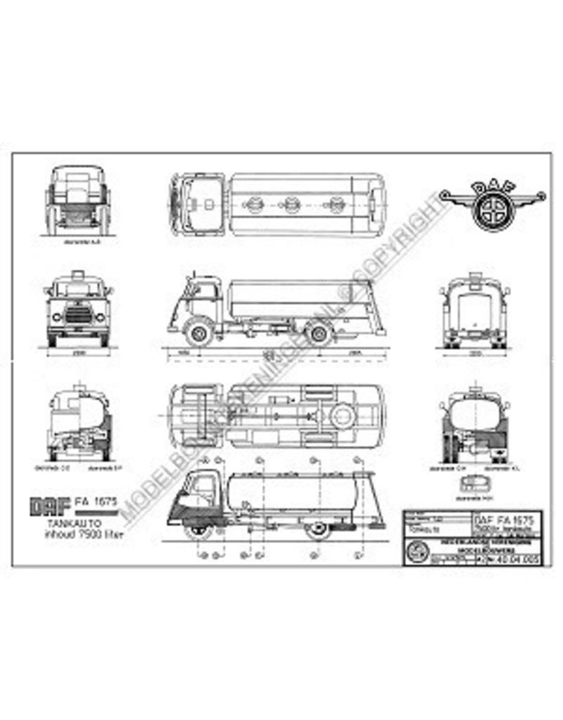 MBT DAF FA 1675 tankauto - Bouwtekening Schaal 1 : 40 (40.04.005)