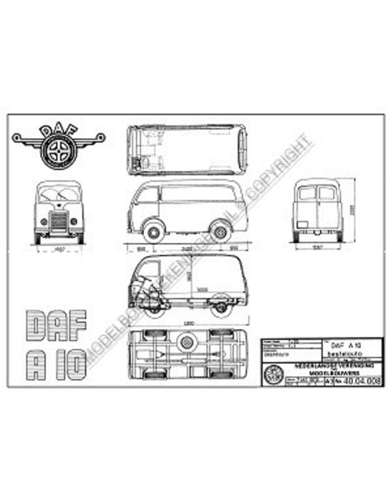 MBT DAF A10 bestelwagen - Bouwtekening Schaal 1 : 35 (40.04.008)