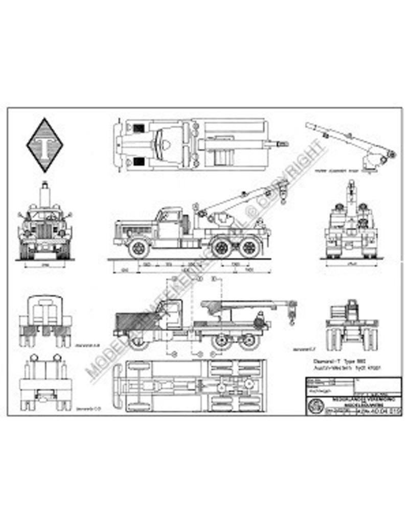 MBT Diamond T Austin Western hydraulischer Kran - Bauzeichnung Maßstab 1 : 40 (40.04.019)