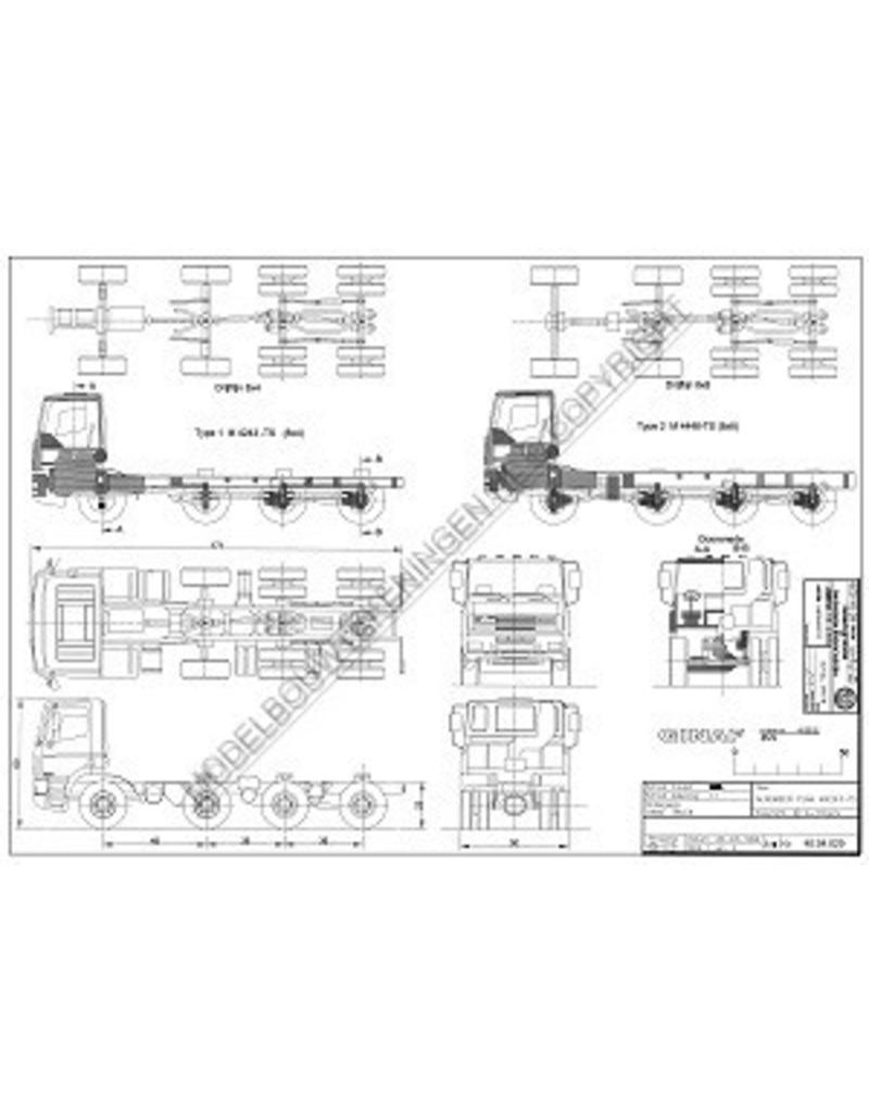 MBT GINAF-truck type 2 M4446-TS 8x8 - Bouwtekening Schaal 1 : 50 (40.04.029)