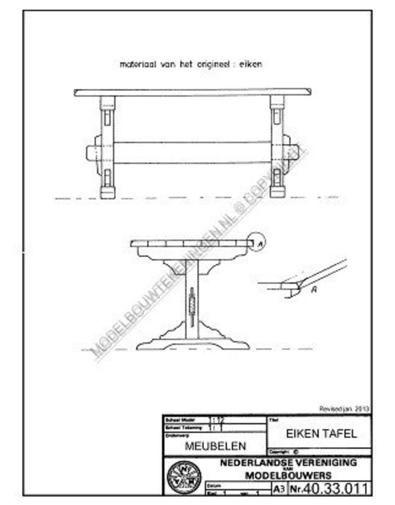 NVM 40.33.011 eiken rechthoekige tafel