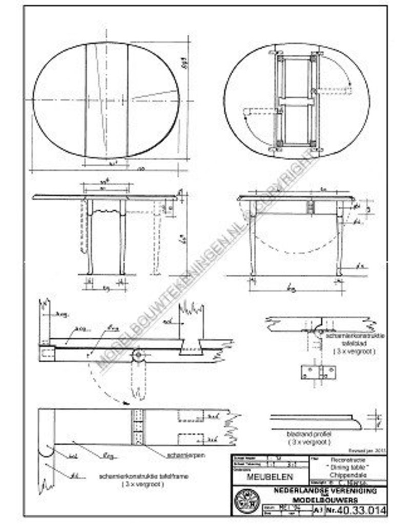 NVM 40.33.014 reconstructie Chippendale eettafel