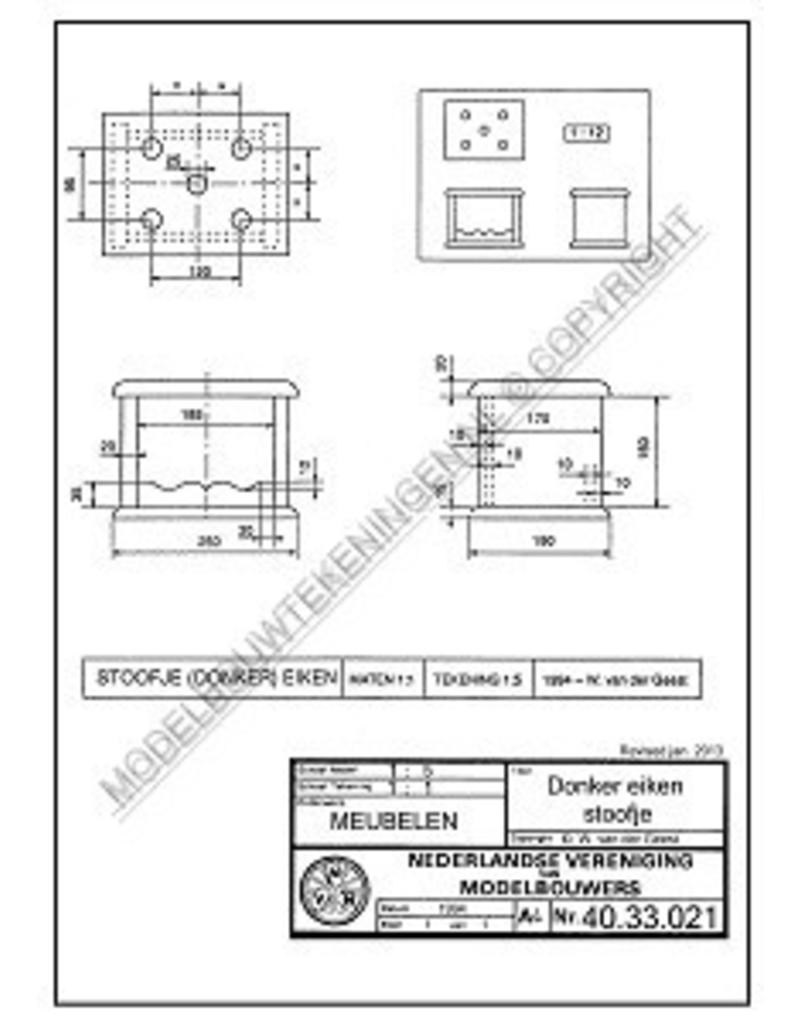 MBT stoofje (donker)eiken - Bouwtekening Schaal 1 : 12 (40.33.021)