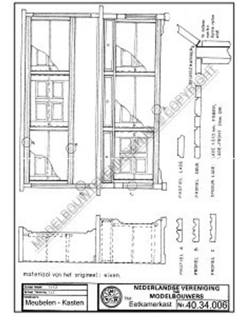 MBT Eiken eetkamerkast - Bouwtekening Schaal 1 : 12 (40.34.006)