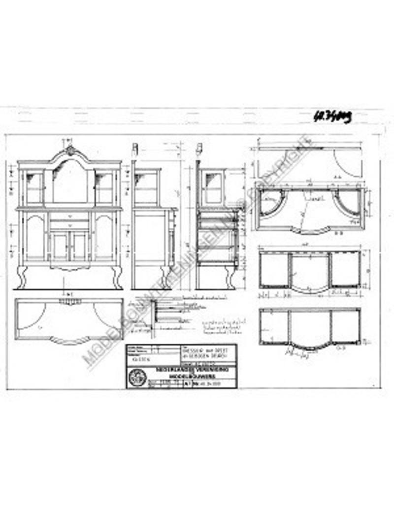MBT Dressoir met opzet en gebogen deuren - Bouwtekening Schaal 1 : 12 (40.34.009)