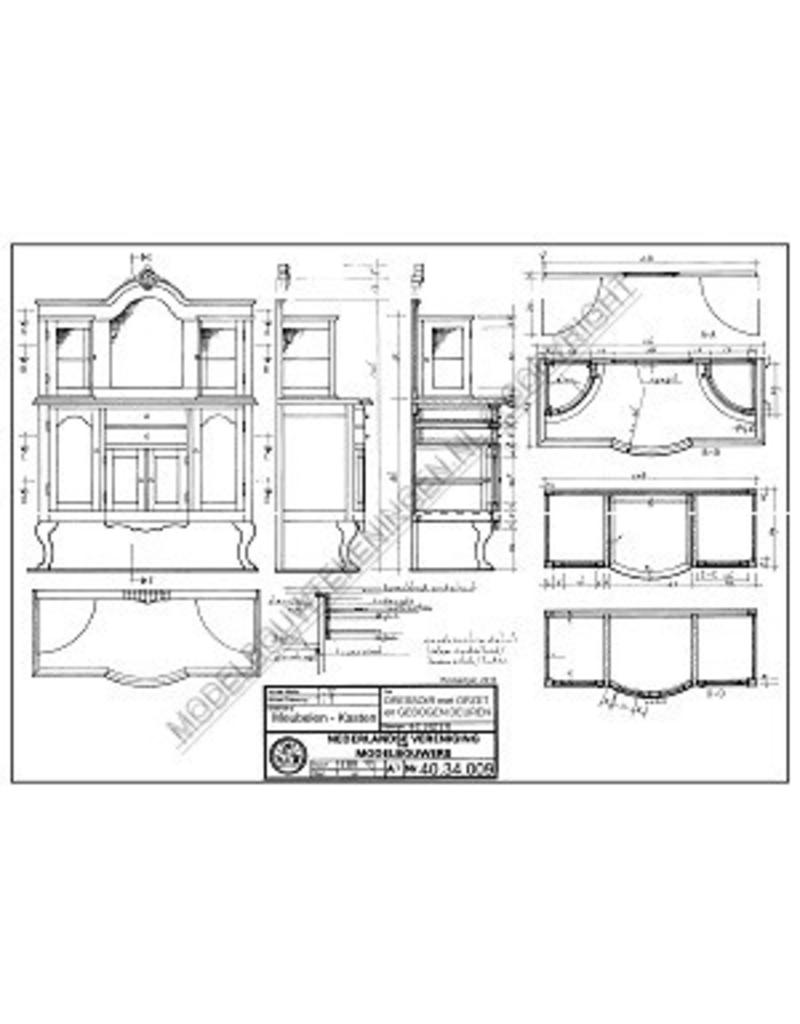 MBT Dressoir met opzet en gebogen deuren - Bouwtekening Schaal 1 : 12 (40.34.009)