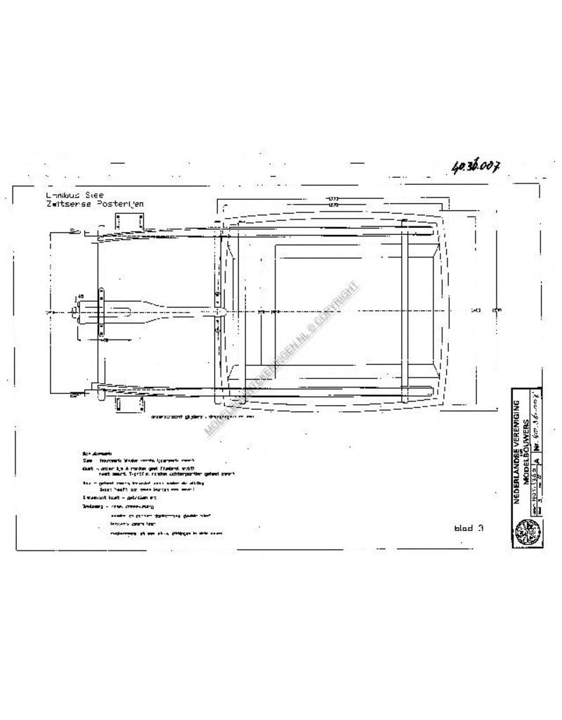 MBT Omnibus slee Zwitserse Posterijen - Bouwtekening Schaal 1 : 10 (40.36.007)