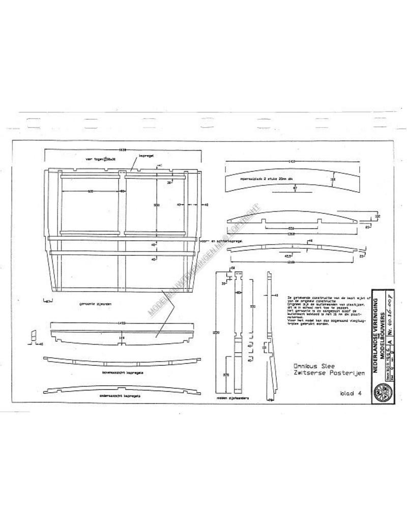 MBT Omnibus slee Zwitserse Posterijen - Bouwtekening Schaal 1 : 10 (40.36.007)