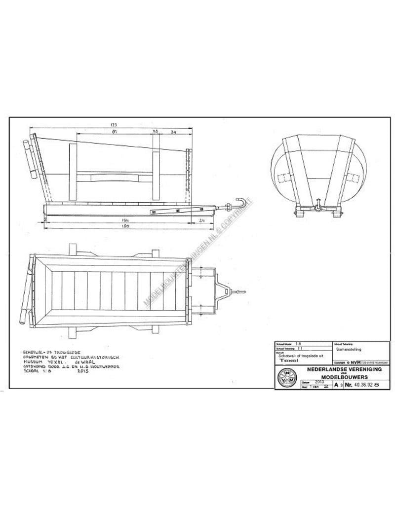 MBT Schotwal- of trogslede uit Texel - Bouwtekening Schaal 1 : N/A (40.36.028)