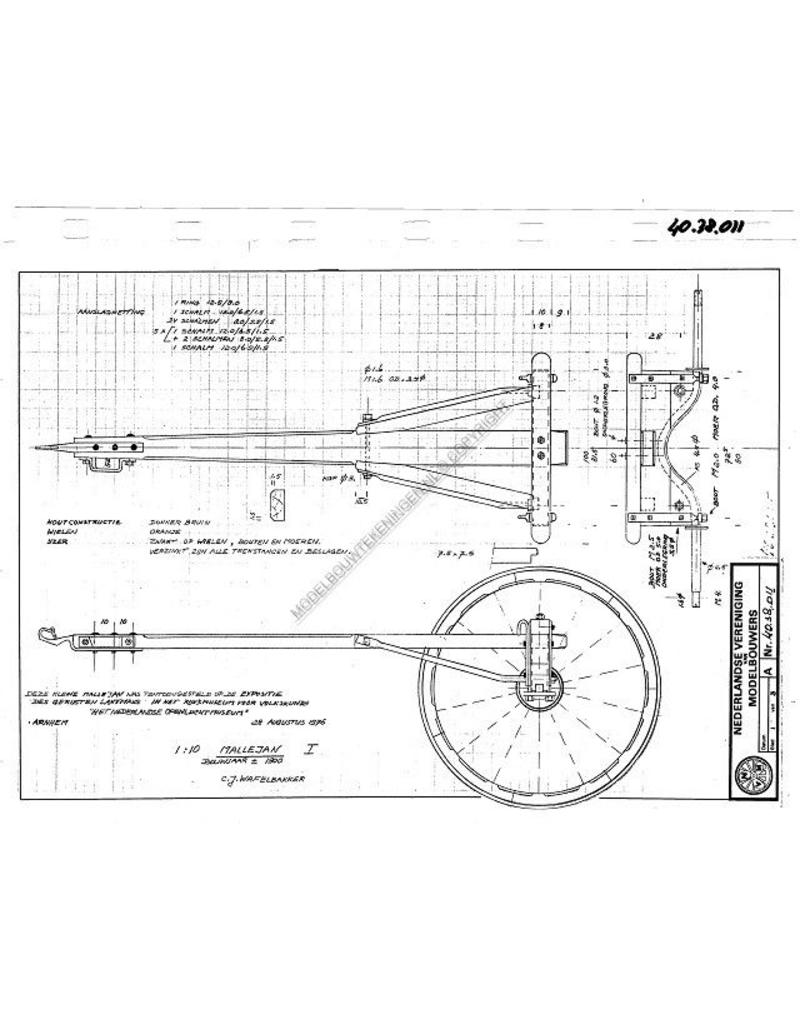 MBT Niederländischer Schemelwagen, um 1900 - Bauzeichnung Maßstab 1 : 10 (40.38.011)