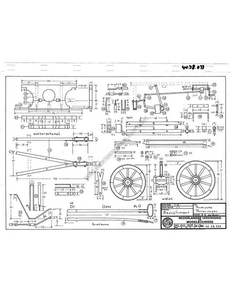 MBT Russische perronwagen - Bouwtekening Schaal 1 : 8 (40.38.033)