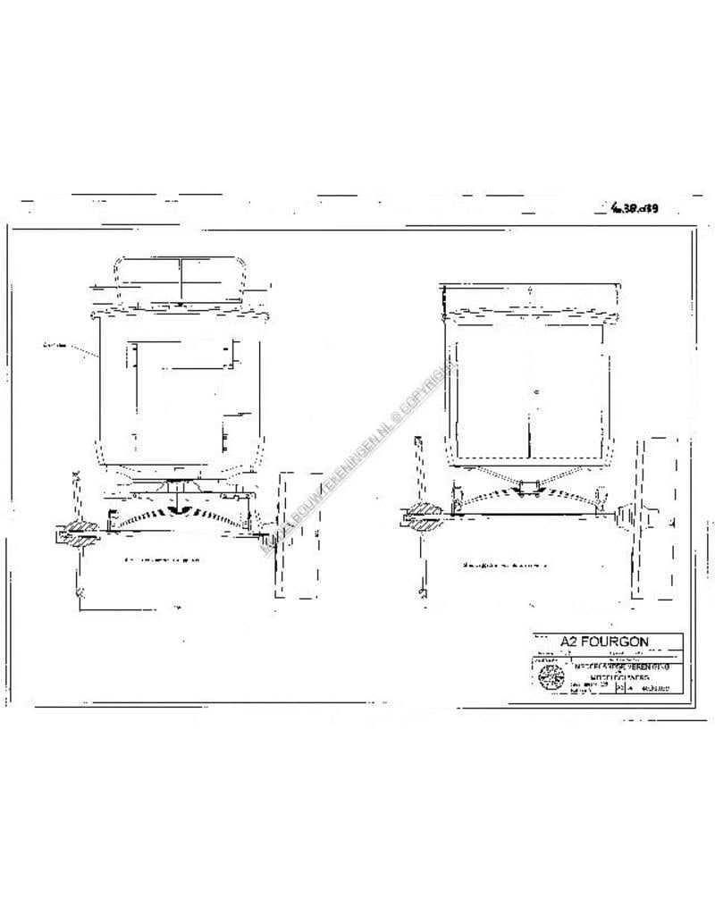 MBT A-2 fourgon der Zwitserse Posterijen - Bouwtekening Schaal 1 : 8 (40.38.039)