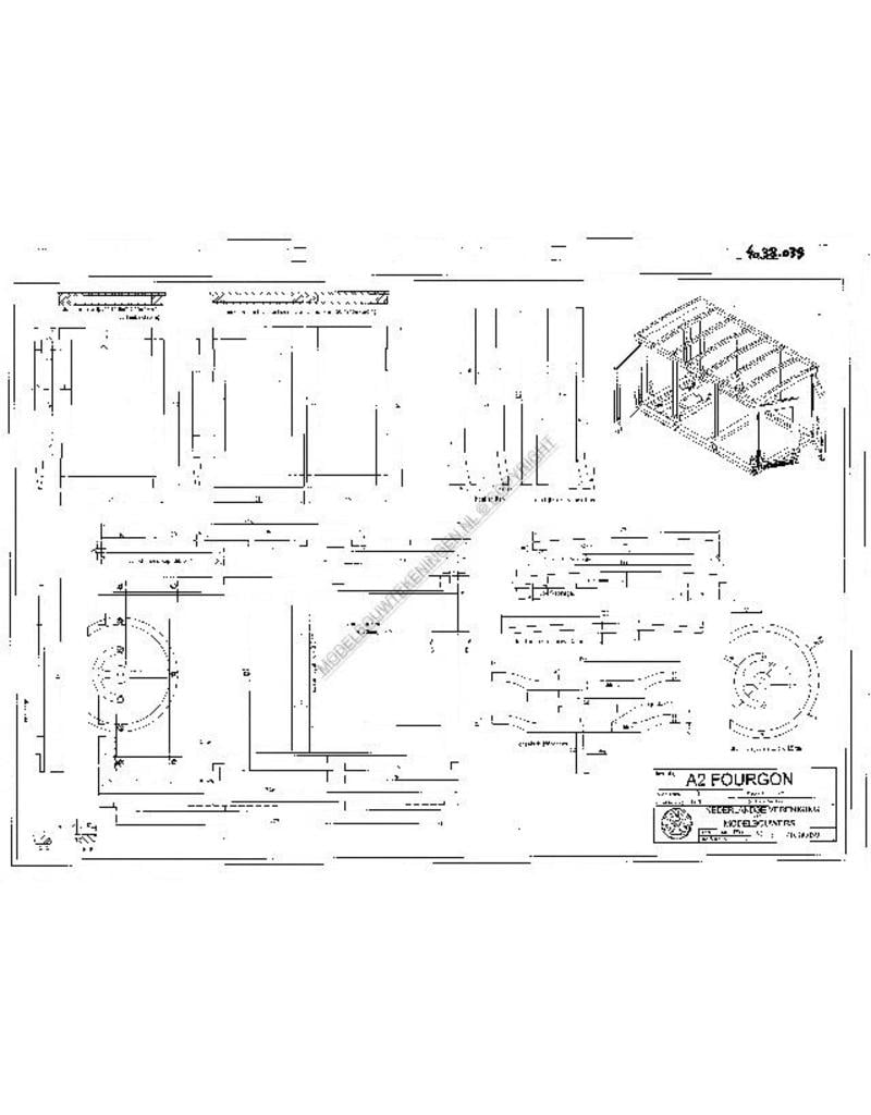 MBT A-2 fourgon der Zwitserse Posterijen - Bouwtekening Schaal 1 : 8 (40.38.039)