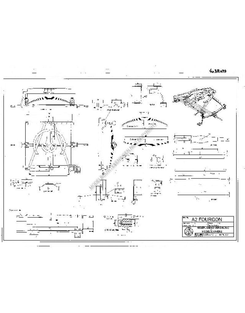 MBT A-2 fourgon der Zwitserse Posterijen - Bouwtekening Schaal 1 : 8 (40.38.039)