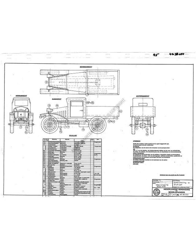 MBT Vrachtauto anno 1930 - Bouwtekening Schaal 1 : N/A (40.38.050)