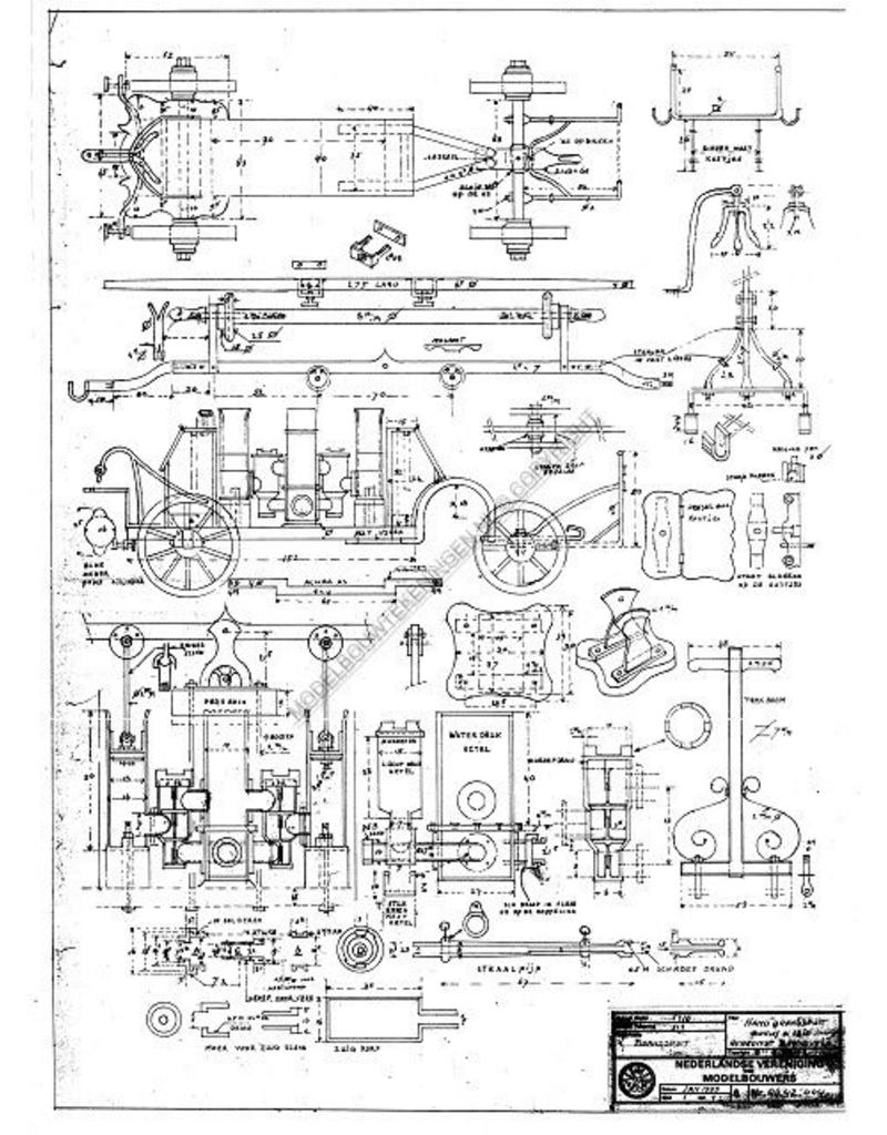 MBT Handbrandspuit uit Barneveld, ca. 1910 - Bouwtekening Schaal 1 : 8 (40.42.004)