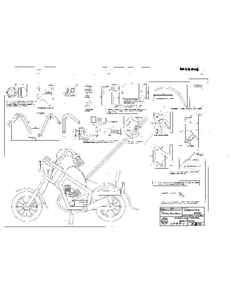 MBT Harley Davidson motorfiets - Bouwtekening Schaal 1 : 8 (40.43.006)