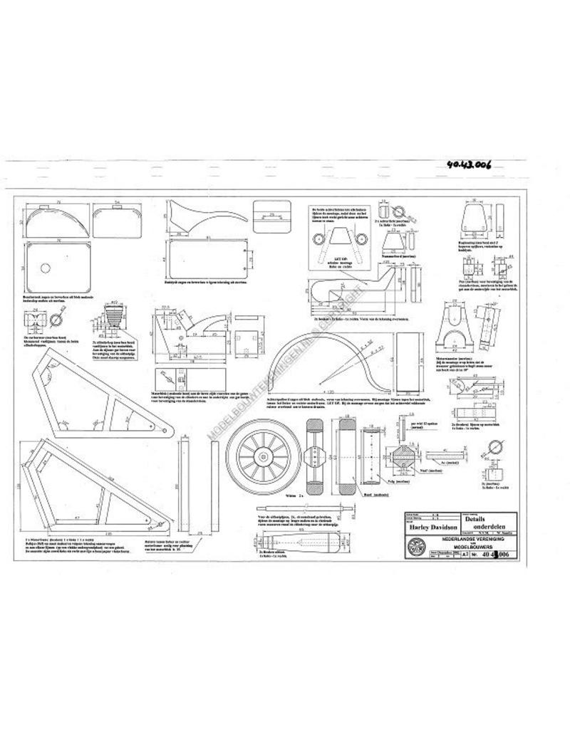 MBT Harley Davidson motorfiets - Bouwtekening Schaal 1 : 8 (40.43.006)