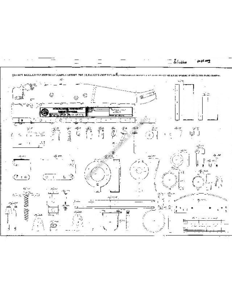 MBT Belegeringsaffuit en voorwagen - Bouwtekening Schaal 1 : 10 (40.45.009)