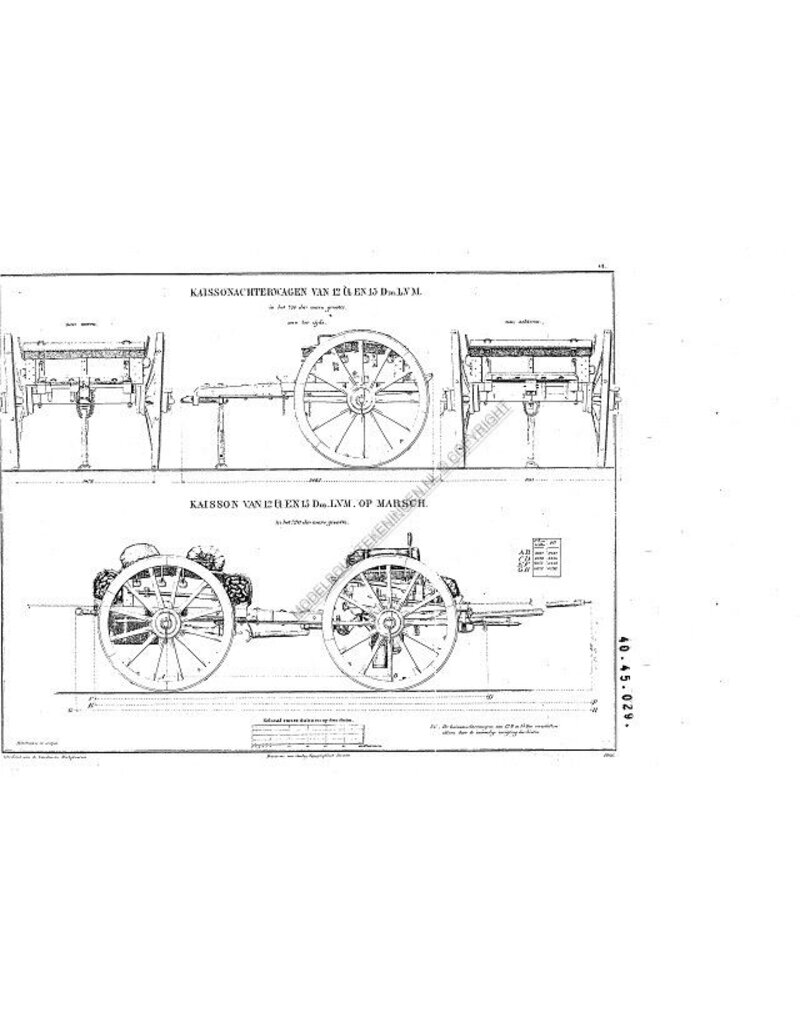 MBT Kaisson-Hinterwagen von 12/15 cm - Bauzeichnung Maßstab 1 : N/A (40.45.029)