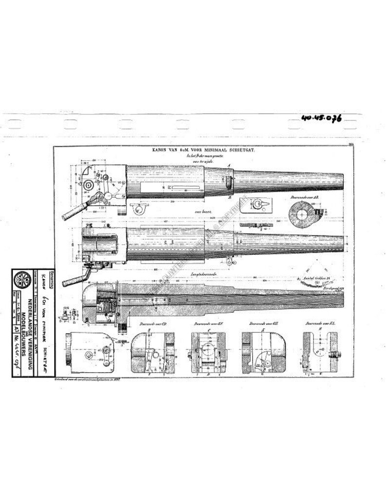 MBT Kanone 6cm - Bauzeichnung Maßstab 1 : N/A (40.45.076)