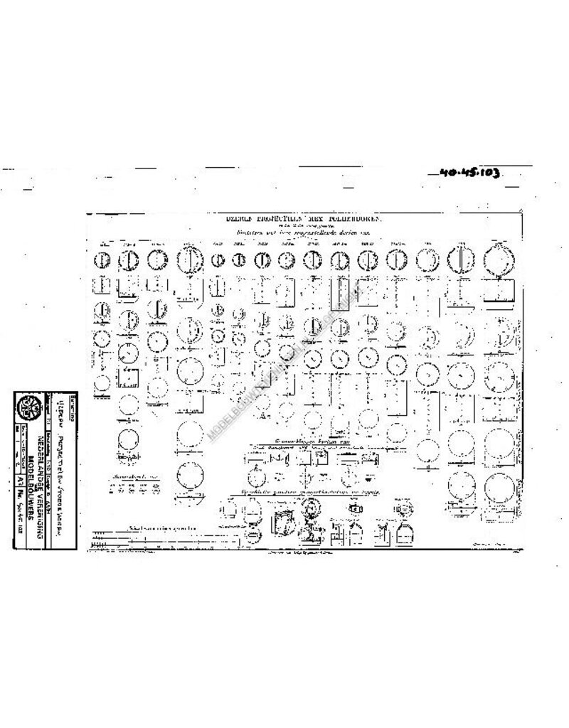 MBT Ijzeren projectielen met toebehoren - Bouwtekening Schaal 1 : N/A (40.45.103)