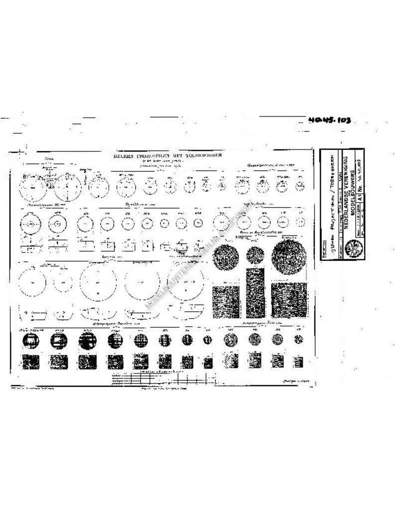 MBT Ijzeren projectielen met toebehoren - Bouwtekening Schaal 1 : N/A (40.45.103)