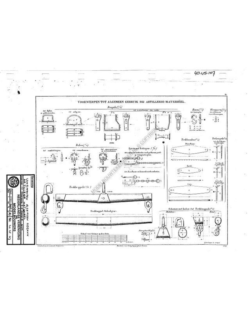 MBT Voorwerpen artilleriegebruik - Bouwtekening Schaal 1 : N/A (40.45.107)