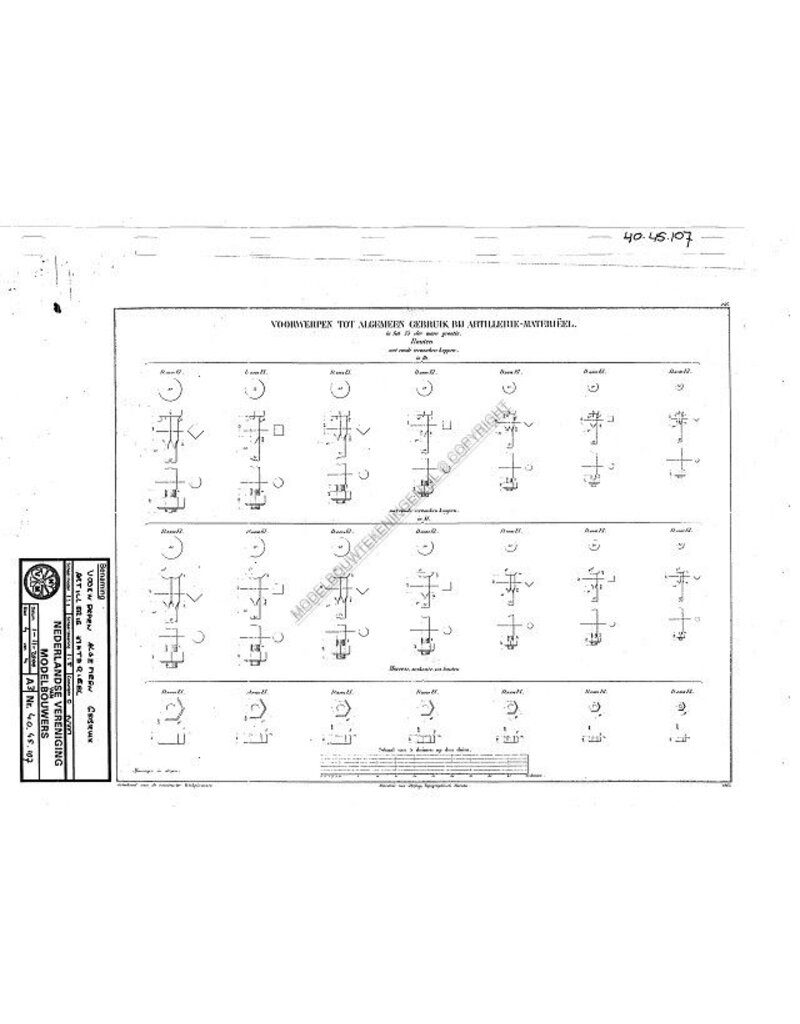 MBT Voorwerpen artilleriegebruik - Bouwtekening Schaal 1 : N/A (40.45.107)