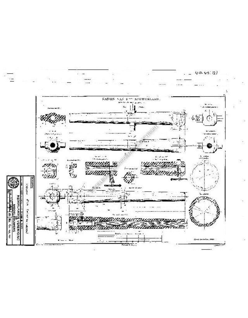 MBT Hinterlader eines Kanons 8cm - Bauzeichnung Maßstab 1 : N/A (40.45.121)