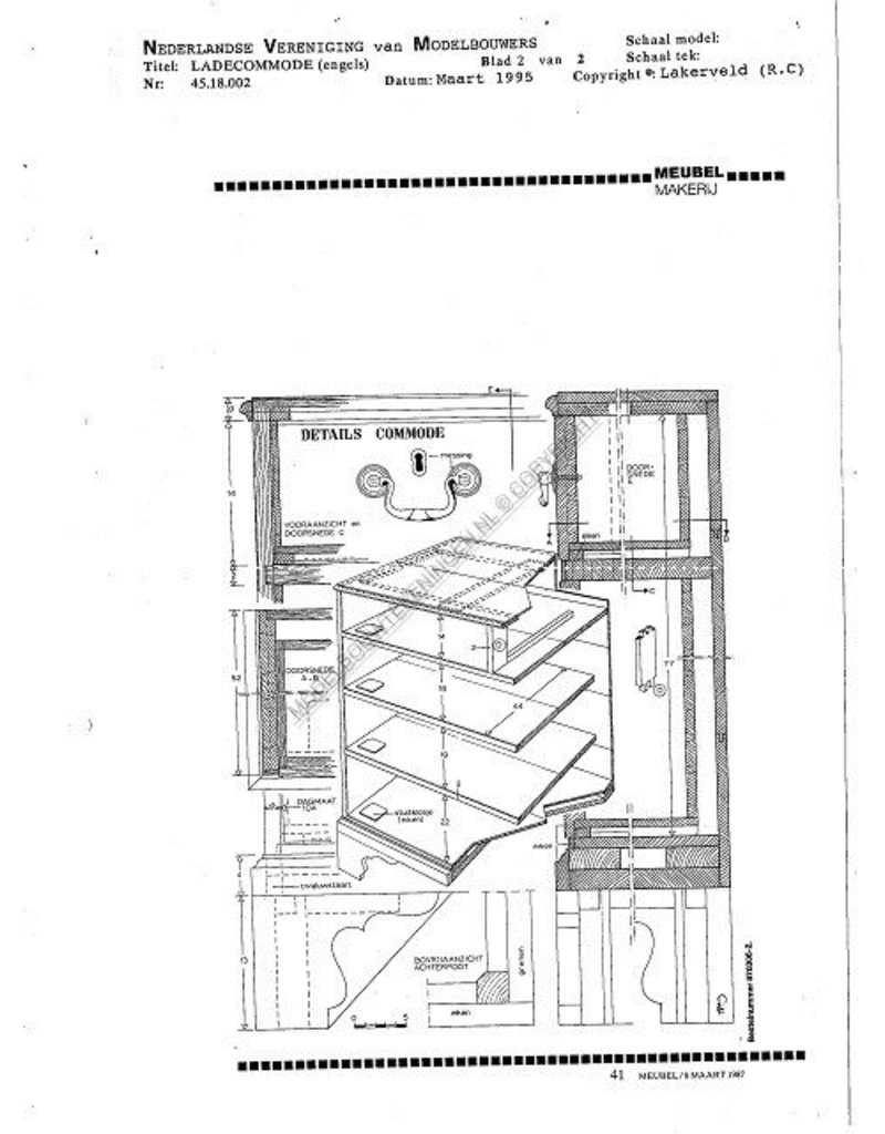 MBT Engelse ladecommode - Bouwtekening Schaal 1 : N/A (45.18.002)