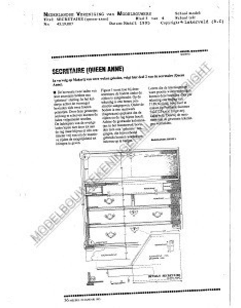 MBT Queen Anne secretaire - Bouwtekening Schaal 1 : N/A (45.19.007)