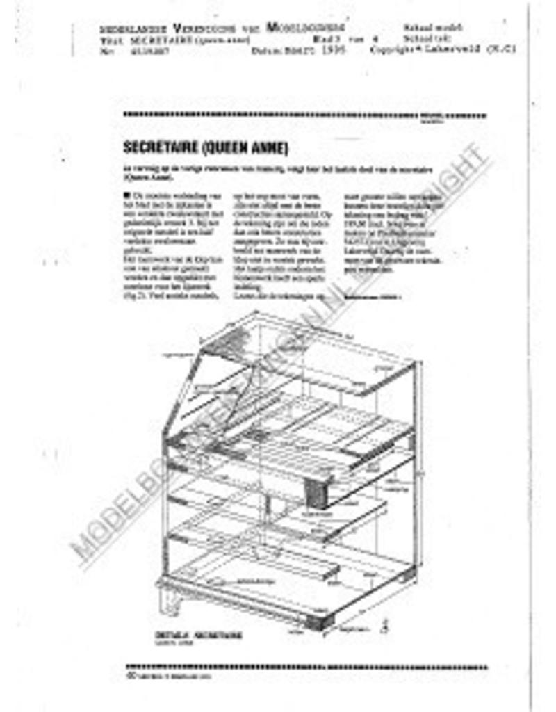 MBT Queen Anne secretaire - Bouwtekening Schaal 1 : N/A (45.19.007)