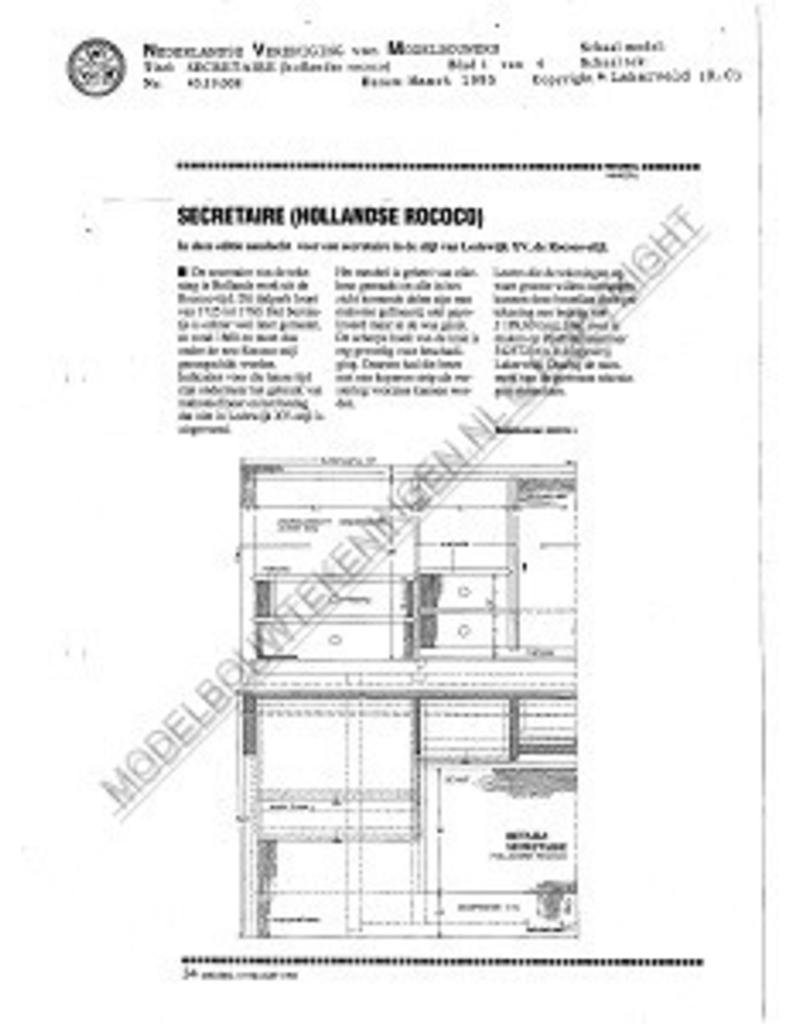 MBT Hollandse rococo secretaire - Bouwtekening Schaal 1 : N/A (45.19.008)