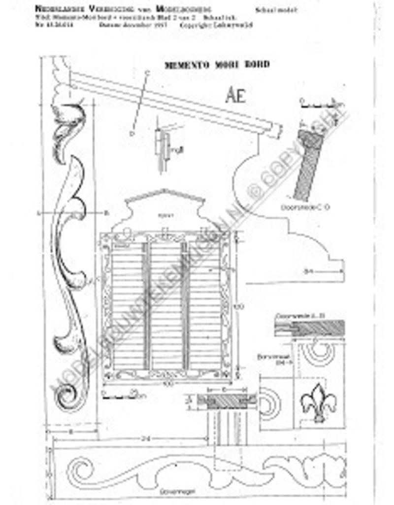 MBT Memento mori bord en voorzittershamer - Bouwtekening Schaal 1 : N/A (45.26.014)