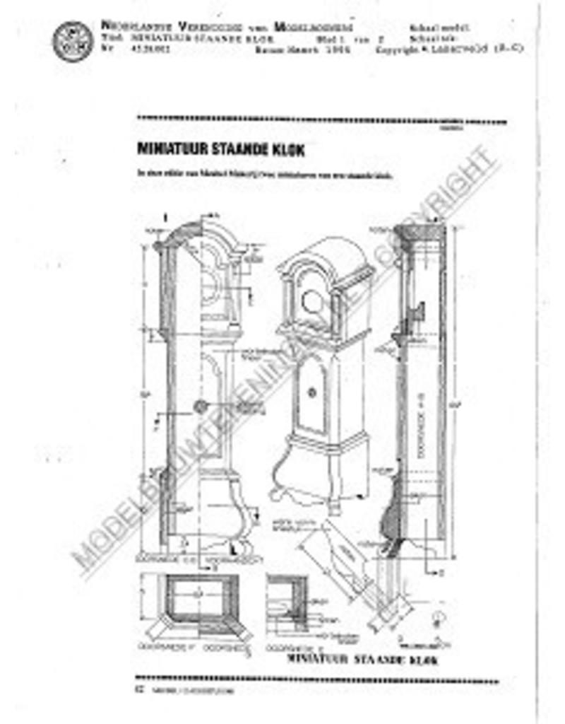 MBT Miniatuur staande klok - Bouwtekening Schaal 1 : N/A (45.28.002)