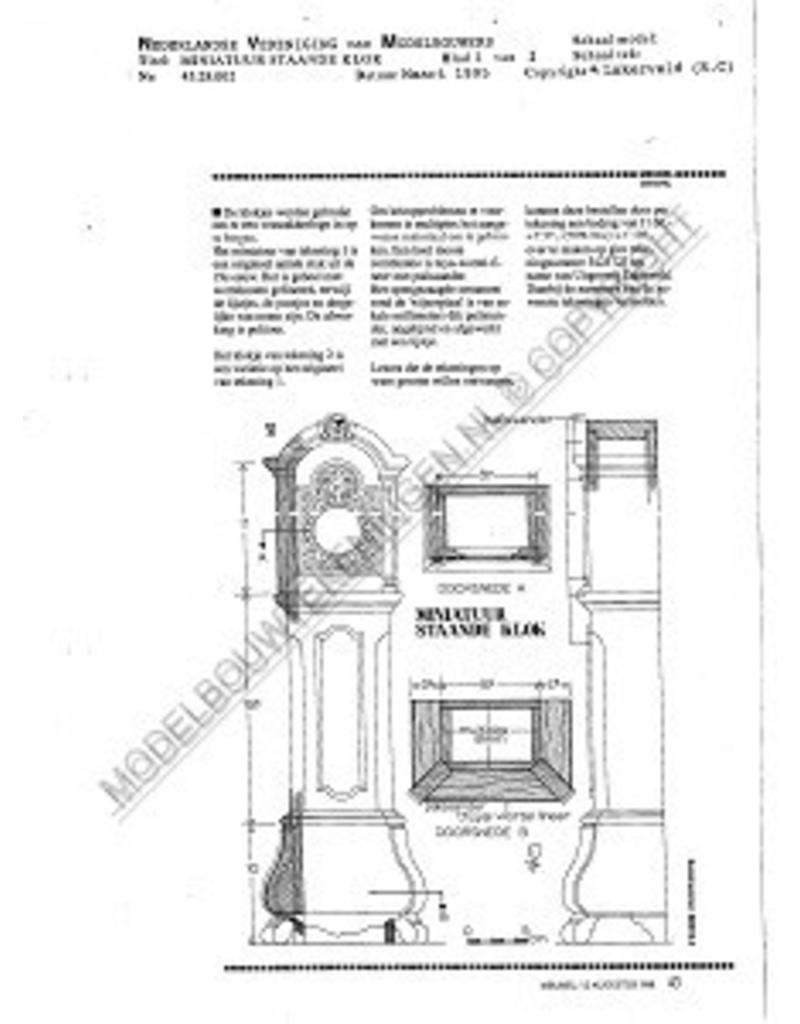 MBT Miniatuur staande klok - Bouwtekening Schaal 1 : N/A (45.28.002)