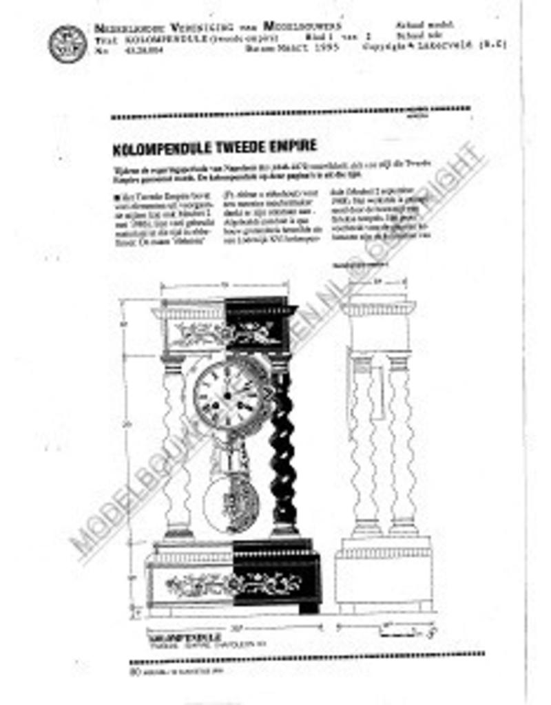 MBT Kolompendule, 2e Empire - Bouwtekening Schaal 1 : N/A (45.28.004)